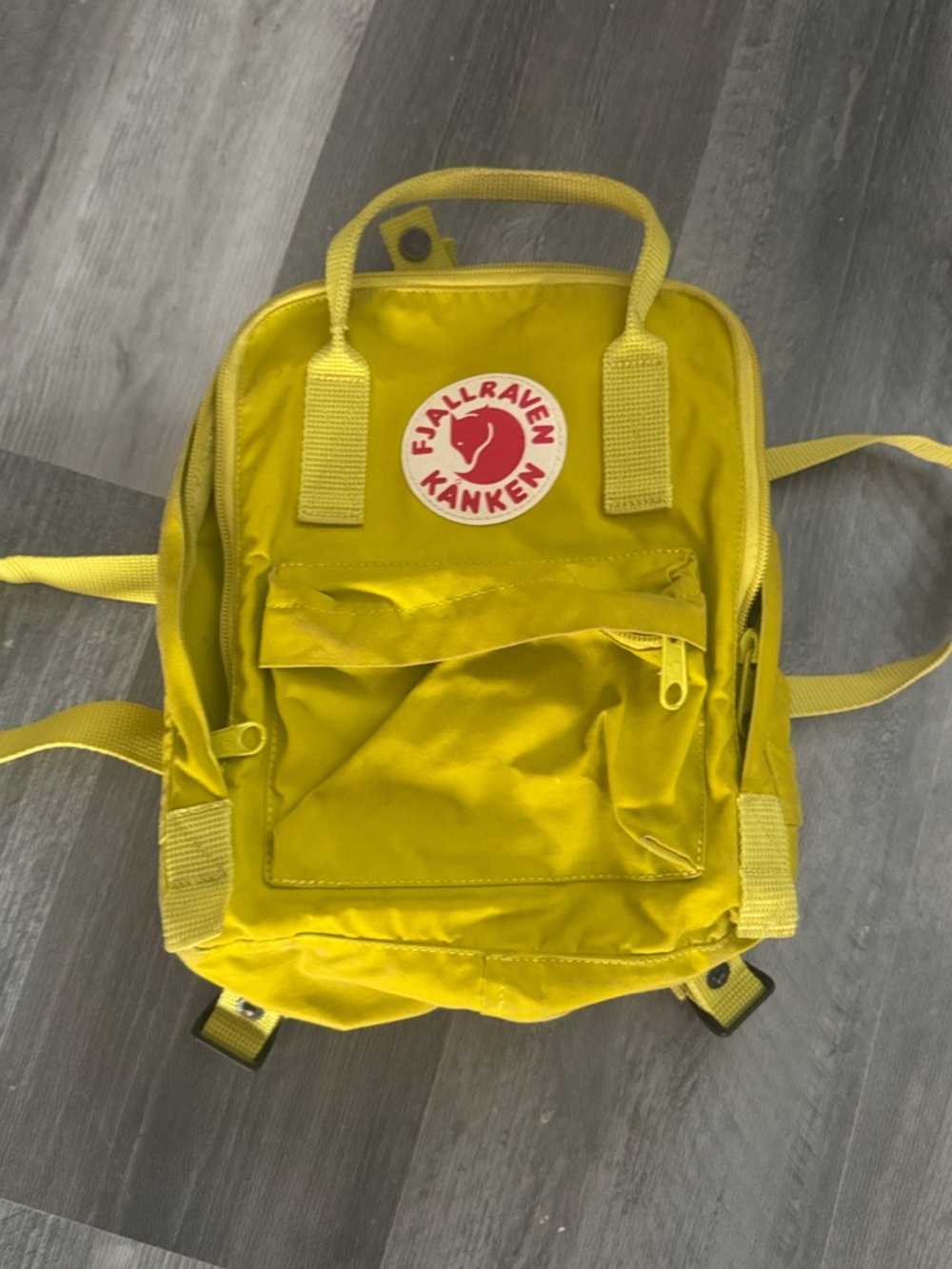 Fjallraven Kanken Mini Backpack in Bright Fluorescent Yellow 12”x12”